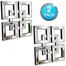 2 Pack Silver Mirrored Square Wall-Mounted Mirrors Modern Glam Accent Decor - Like New
