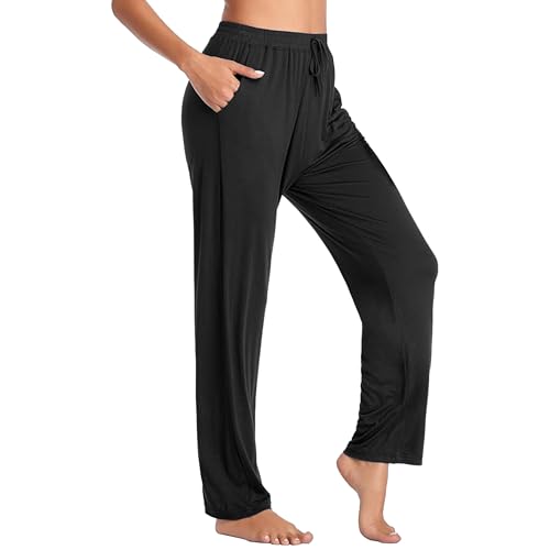 GALAXY BY HARVIC WOMEN'S BLACK LOOSE FIT POCKETED CLASSIC LOUNGE PANTS - Brand New
