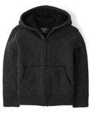 THE CHILDREN'S PLACE BOYS SHERPA ZIP UP HOODIE SIZE: MEN M BLACK - Brand New