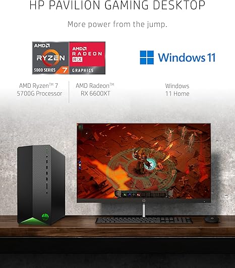 HP Pavilion PC Tower Ryzen 7 5700G 16GB 512GB SSD RX 6600XT TG01-2070 - Black - Like New