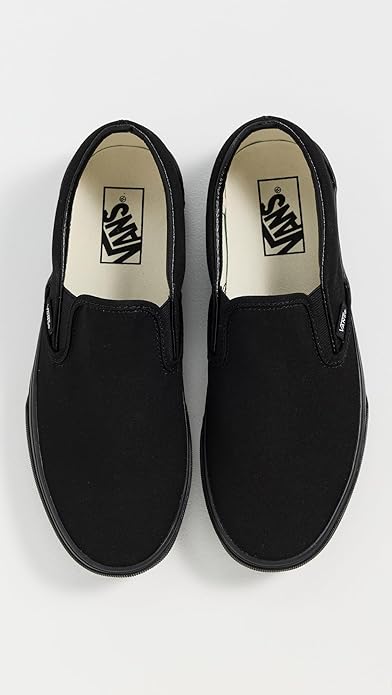 VANS MEN'S VANS CLASSIC SLIP-ON SKATE SHOES - SIZE: MEN 9.5 WOMEN 11 - BLACK - Like New