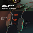 FIFINE H6 USB GAMING HEADSET WIRED 7.1 SURROUND RGB MUTE GAIN CONTROL - BLACK - Like New