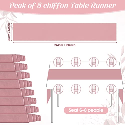 Newwiee 12 Pack Dusty Rose 9 ft Chiffon Table Runner 12 x 108 Inch Sheer - Like New