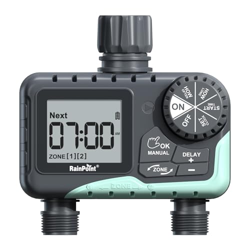 RAINPOINT Water Timer for Garden Hose - 2 Zone, Automatic Irrigation, 6-Outlet - Like New
