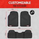 Motor Trend FlexTough Performance All Weather Rubber Car Floor Mats - 3 Piece - Brand New