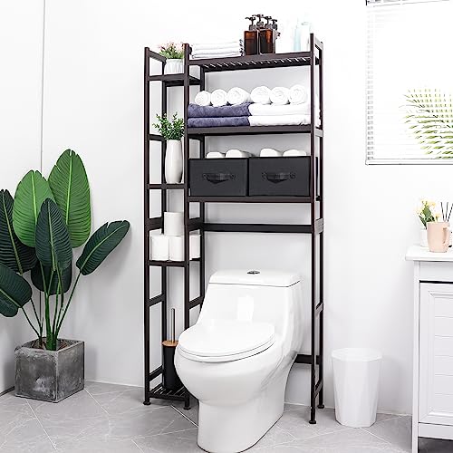 Homde Over The Toilet Storage with Basket and Drawer, Bamboo Bathroom Organizer - Like New