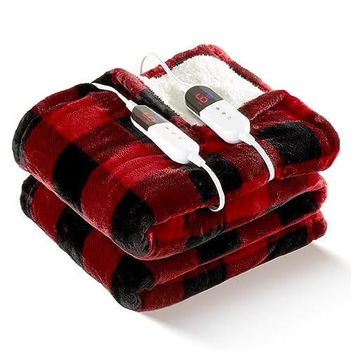 BENFOX Electric Heated 84"x 90" Sherpa Blanket 6 Heating Levels - Red - Like New