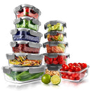 NutriChef Superior Glass Food Storage 24 Piece Stackable NCGLGY - GRAY - Like New