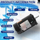 MEZOO UST1152 1 1/2-Horsepower Pool Pump Motor 1.5HP 115/230V - BLACK - Like New