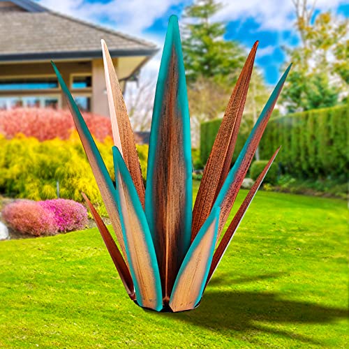 KODIBO LARGE TEQUILA RUSTIC SCULPTURE AGAVE PLANTS PATIO HOME BLUE - L - Like New
