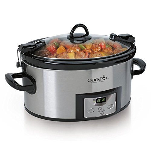 CROCK-POT 6 QUART COOK CARRY PROGRAMMABLE SLOW COOKER CPSCVC60LL-S - SILVER - Like New