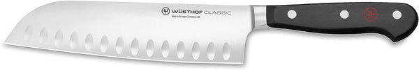 Wusthof Classic 7" Stainless Steel Santoku Hollow Edge Knife - Black Like New