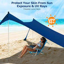 COMMOUDS BEACH TENT CAMPING SUN SHELTER WITH UPF50+ PROTECTION 10 X 10 FT - NAVY - Like New