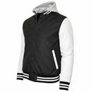 FORMAKER HOODED VARSITY JACKET W/ DETACHABLE HOOD - SIZE: MEN S - BLACK/WHITE - Brand New