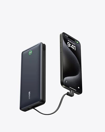 ANKER NANO POWER BANK 20K 30W FAST CHARGING BUILT-IN USB-C CABLE PACK - BLACK - Like New