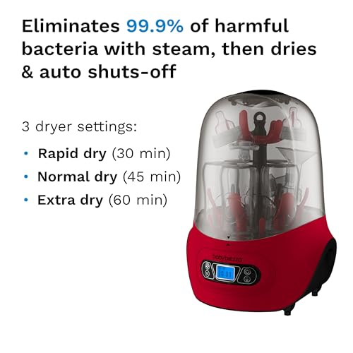 Baby Brezza Baby Bottle Sterilizer and Dryer Machine Electric Steam - Red - Like New