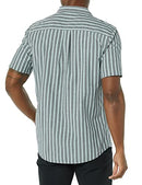 AMAZON ESSENTIALS MEN'S VACATION COTTON RESORT SHIRT, NAVY STRIPE, SIZE XL - Brand New