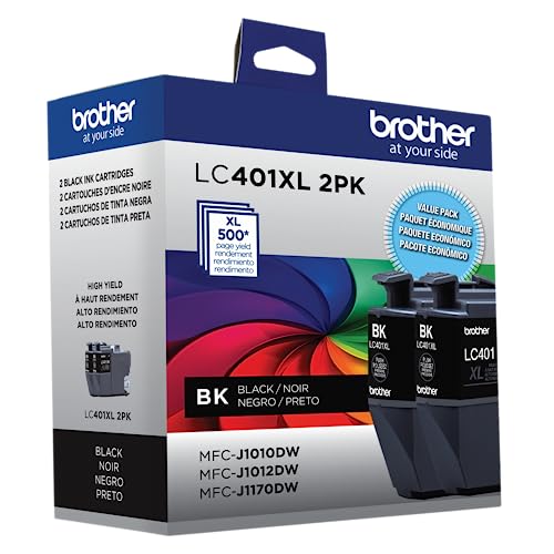 BROTHER® LC401 HIGH-YIELD INK CARTRIDGES PACK OF 2 LC401XL2PK - BLACK - Brand New
