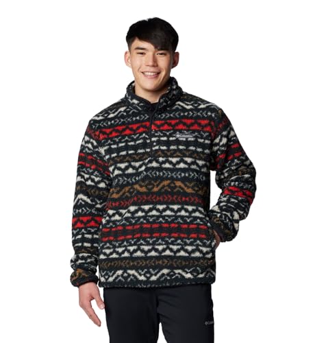 COLUMBIA MEN'S RUGGED RIDGE HALF SNAP FLEECE - SIZE LARGE - BLACK-MADRAS-MULTI - Like New