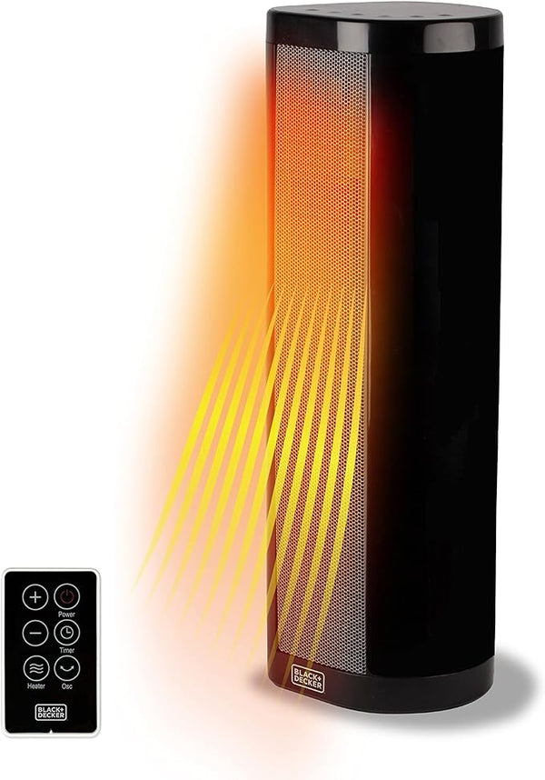 BLACK+DECKER Ceramic Space Heater Adjustable Thermostat Tower Heater - Black - Like New
