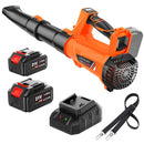 ELRINA CORDLESS LEAF BLOWER W/ 2X 3.0AH BATTERIES & CHARGER 6SPEED - ORANGE - Brand New