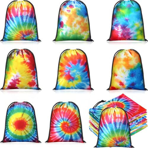 CUNNO 24 PCS 7X5 INCH TIE DYE DRAWSTRING BAGS TIE DYE GOODIE BAGS COLORFUL - Like New