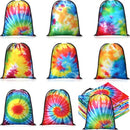 Cunno 24 Pcs 7x5" Tie Dye Drawstring Bags Reusable Polyester Colorful - Brand New