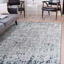 Decomall Vienna Area Rug Distressed Damask Shabby Chic Carpet 4'x6', Grey Blue - Like New