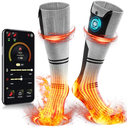 WASOTO HEATED SOCKS 9V VOLTAGE 3000MAH BATTERY RECHARGEABLE WASHABLE - M - GRAY - Like New