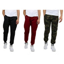 BLUE ICE MEN'S FLEECE JOGGER SWEATPANTS 3 PACK SIZE: L -BLACK//BURGUNDY/WOODLAND - Brand New