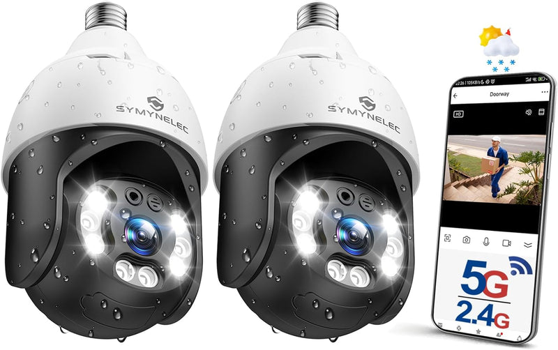 SYMYNELEC 5GHz/2.4GHz 2x Light Bulb Security Camera - Scratch & Dent