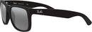 RAY-BAN, FRAME - MATTE RUBBER BLACK, LENSES - SILVER MIRROR, 622/55 - Like New