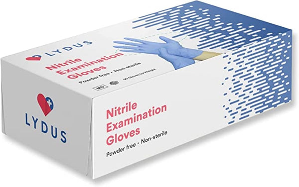 LYDUS 4 MIL LATEX FREE NITRILE TEXTURED FINGER EXAM GLOVES - XL - 90 GLOVES - Brand New