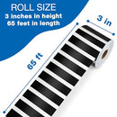 CARSON DELLOSA 65' BLACK AND WHITE STRIPES ROLLED STRAIGHT BULLETIN 1 ROLL - Brand New