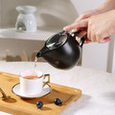 AUXMEWARE SMALL CERAMIC TEAPOT WITH STAINLESS STEEL INFUSER 350ML/12.0OZ - BLACK - Like New