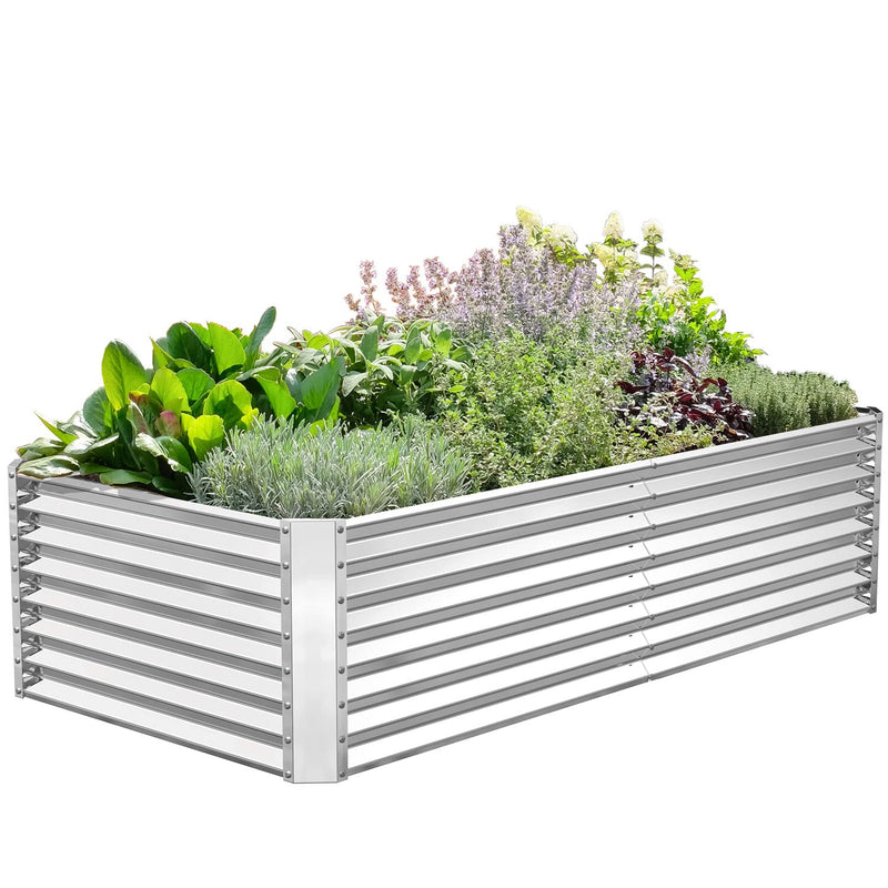 FRIZIONE 8x4x2ft Galvanized Metal Raised Garden Bed for Vegetables - SILVER - Like New