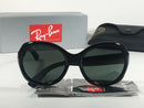 RAY BAN HIGHSTREET ROUND SUNGLASSES BLACK GLOSS NYLON FRAME GREEN 601/71 57MM/19 - Like New