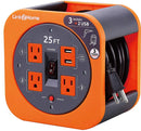 Link2Home Cord Reel 25 ft. Extension Cord 4 Power Outlets, 2 USB Ports, 2.4A - Like New