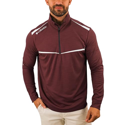 Columbia Golf Omni-Wick Scorecard 1/4 Zip Pullover (Large, Deep Maroon) - Brand New