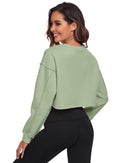 FKEEP CROPPED SWEATSHIRTS WOMEN LONG SLEEVES CREWNECK PULLOVER ZGREEN-M - Brand New