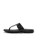 FITFLOP GRACIE RUBBER-BUCKLE LEATHER TOE-POST SANDALS - SIZE: WOMEN 8 - BLACK - Like New