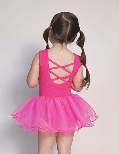 Arshiner Girls Dance Tutu Dress Sparkly Sequin Ballet Leotards Cross Hot Pink - Brand New