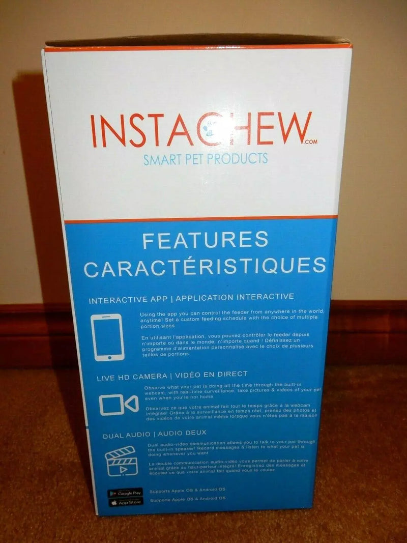 INSTACHEW SMART PET FEEDER FOR CATS AND DOGS - WHITE - Like New