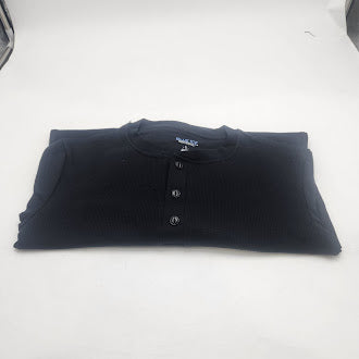 BLUE ICE MENS CHARCOAL LONG SLEEVE STRETCH HENLEY SHIR - SIZE: MEN S - BLACK - Brand New