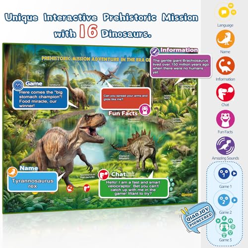 Bilingual Interactive for Kids Talking USA Map Dinosaur Poster for Kids Learning - Like New