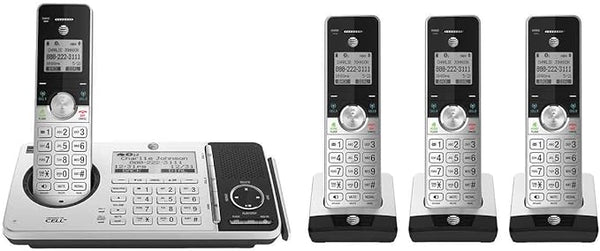AT&T 4 handset Cordless Phone with answering System Call Block - BLACK/SILVER - Like New