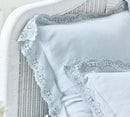 LOVESHACKFANCY LOVE SHACK FANCY BELGIAN FLAX LINEN LACE TRIM SHAM - KING - BLUE - Brand New