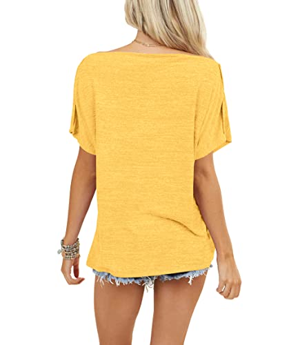 REVETRO WOMENS SEXY OFF THE SHOULDER TOPS SUMMER SHORT BATWING SLEEVE LOOSE - M - Brand New