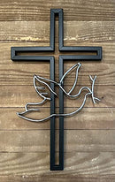 Top Brass Large Metal Dove of Peace Wall Cross - Black/Silver - Like New
