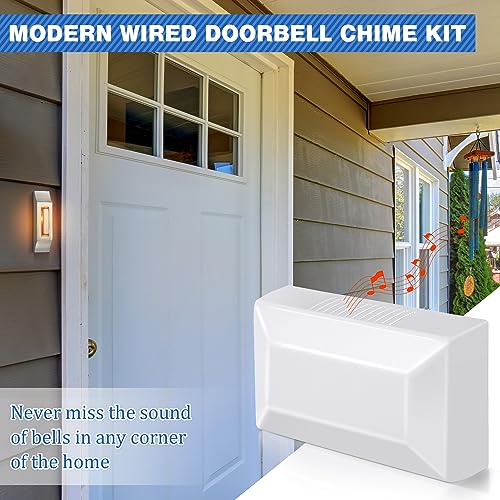 SAILLONG WIRED DOORBELL CHIME KIT WITH 2 LIGHTED METAL PUSH BUTTONS - SILVER - Like New